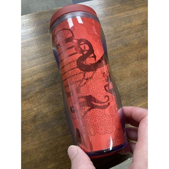Starbucks 2003 Lunar New Year Red Dragon Lantern Travel Tumbler 12oz Cup Lid - Picture 2 of 7